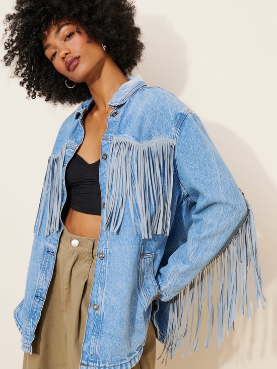 We The Free Jackets & Blazers - We The Free Fringe Out blue denim jacket